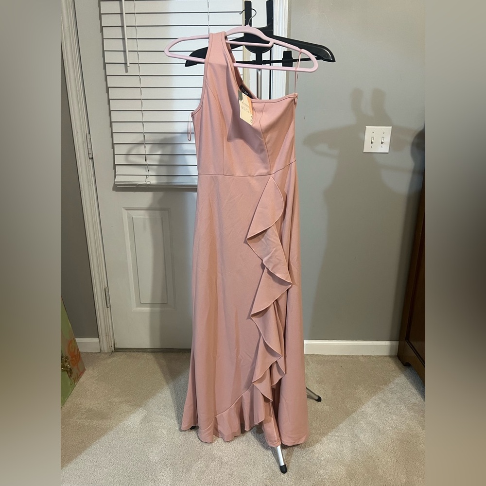 Chic One-Shoulder Pink Dress